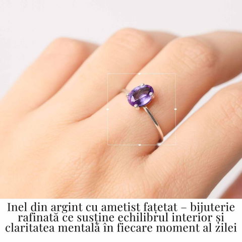 Inel Argint 925 cu Ametist Fatetat – Echilibru si Claritate Emotionala [1]