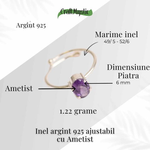 Inel Argint 925 cu Ametist Fatetat – Echilibru si Claritate Emotionala [4]