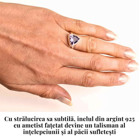 Inel Argint 925 cu Ametist Fatetat Triunghi – Protectie si Claritate Spirituala [1]