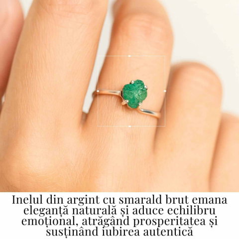 Inel Argint 925 cu Smarald Brut – Vindecare si Iubire Sincera [1]