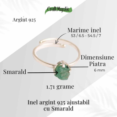 Inel Argint 925 cu Smarald Brut – Vindecare si Iubire Sincera [3]