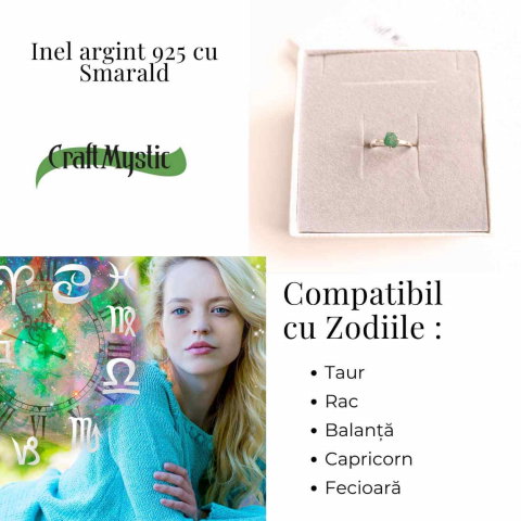 Inel Argint 925 cu Smarald Brut – Vindecare si Iubire Sincera [4]