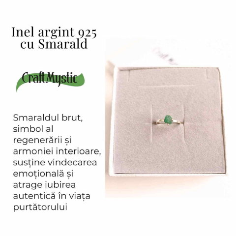 Inel Argint 925 cu Smarald Brut – Vindecare si Iubire Sincera [2]