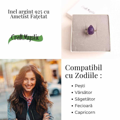 Inel Argint 925 cu Ametist Fatetat – Echilibru si Claritate Mentala [4]