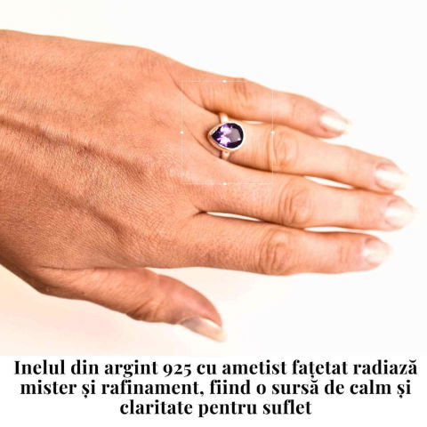 Inel Argint 925 cu Ametist Fatetat Lacrima – Protectie si Liniste Interioara [1]