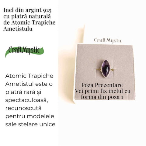 Inel argint 925 cu Atomic Trapiche Ametist triunghiular – Protectie si Claritate [2]