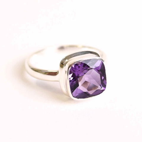 Meditatie si Spiritualitate - Inel Argint 925 cu Ametist Fatetat Patrat – Echilibru si Claritate Spirituala