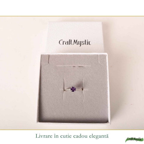 Inel Argint 925 Rasucit cu Ametist Natural Patrat Fatetat – Echilibru ai Claritate [5]