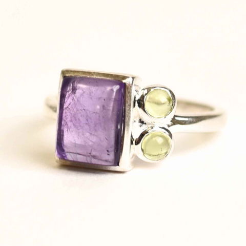 Inel argint 925 cu Ametist si Peridot – Echilibru si Vitalitate [0]
