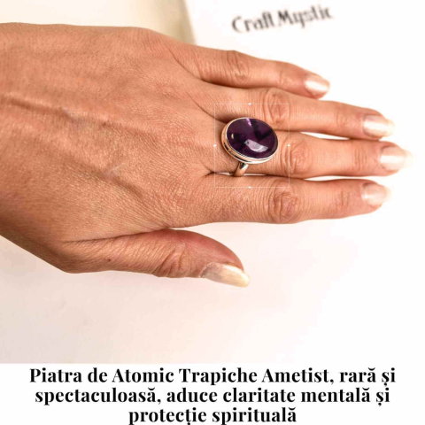 Inel argint 925 cu Atomic Trapiche Ametist oval – Claritate si Echilibru Interior [1]