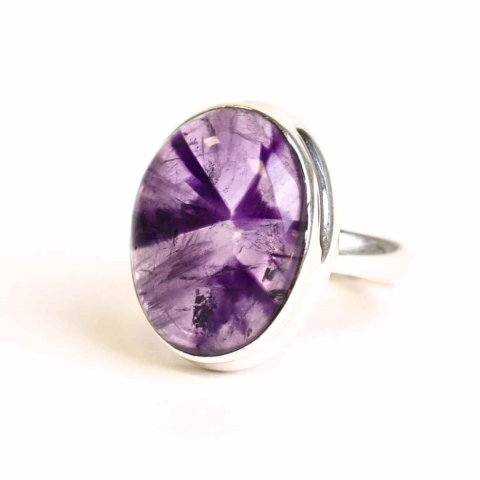 Inel argint 925 cu Atomic Trapiche Ametist oval – Claritate si Echilibru Interior [0]