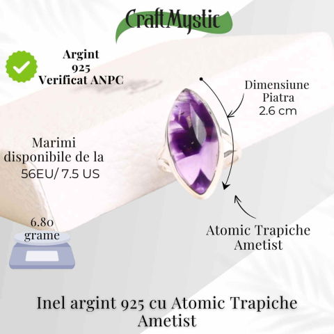 Inel argint 925 cu Atomic Trapiche Ametist delica [4]