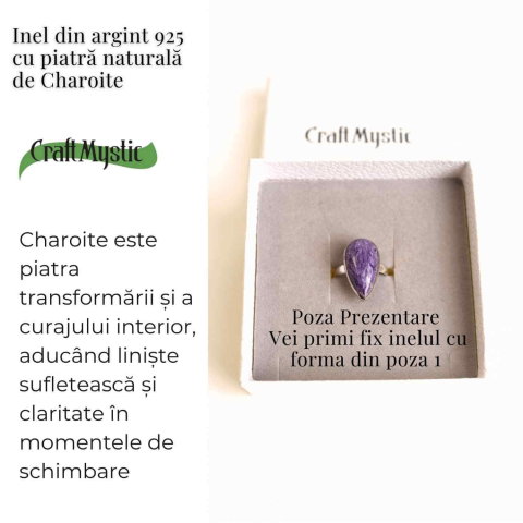 Inel argint 925 cu piatra naturala Charoite dreptunghi – Claritate si Transformare [2]