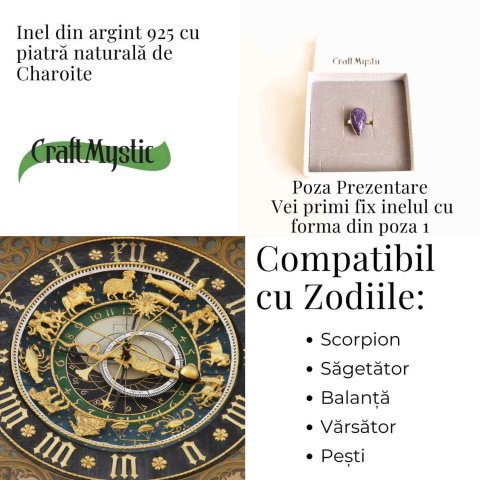 Inel argint 925 cu piatra naturala Charoite dreptunghi – Claritate si Transformare [3]