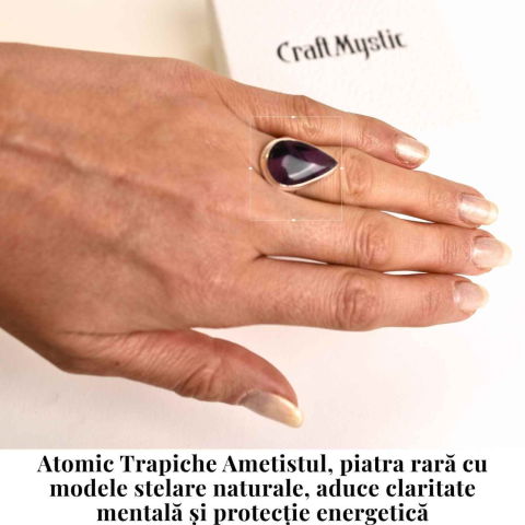 Inel argint 925 cu Atomic Trapiche Ametist lacrima – Claritate si Transformare [1]