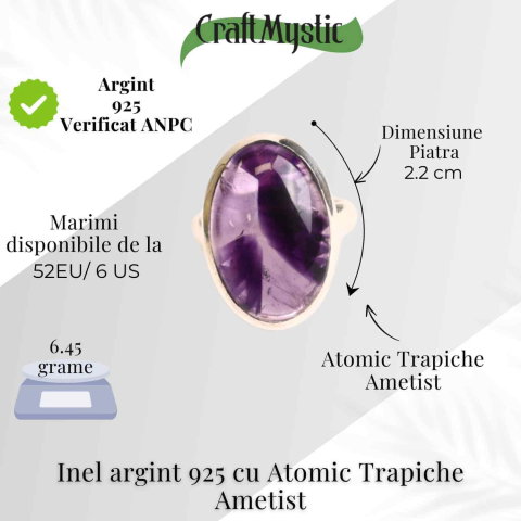 Inel argint 925 cu Atomic Trapiche Ametist oval – Claritate și Echilibru Interior [4]