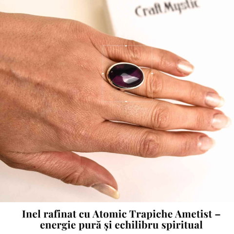 Inel argint 925 cu Atomic Trapiche Ametist oval – Claritate și Echilibru Interior [1]