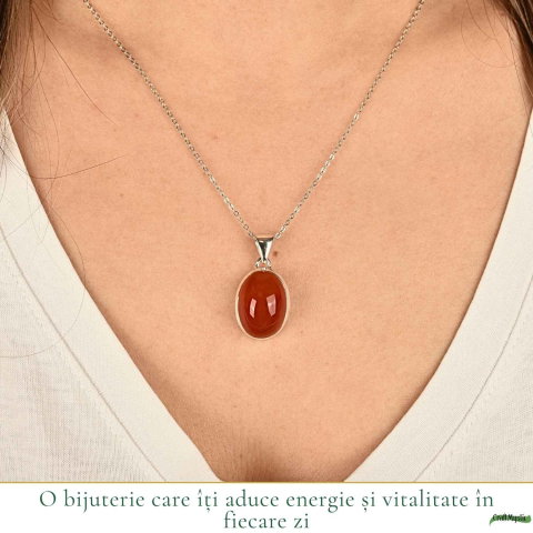 Colier argint 925 cu Carneol oval – energie si incredere feminina [1]