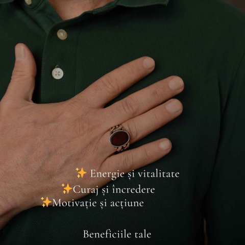Inel Barbatesc Argint 925 cu Carneol Oval – Energie si Incredere Masculina [2]