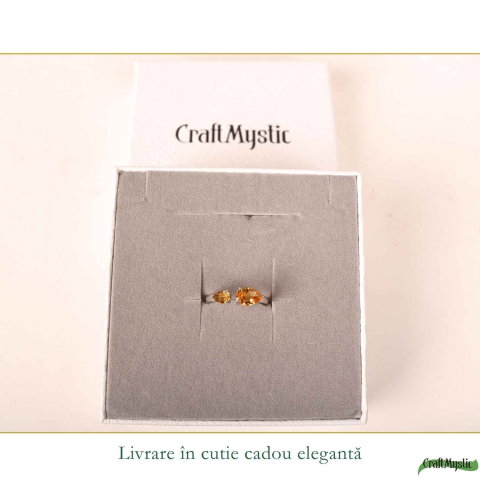 Inel argint 925 cu Citrin dublu lacrima – prosperitate si energie pozitiva [5]