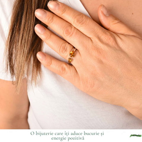 Inel argint 925 cu Citrin dublu lacrima – prosperitate si energie pozitiva [1]