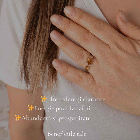 Inel argint 925 cu Citrin dublu lacrima – prosperitate si energie pozitiva [2]