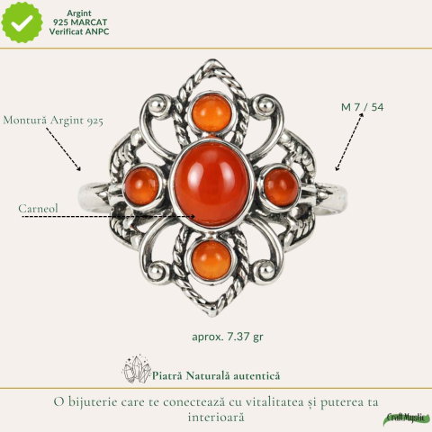Inel argint 925 cu Carneol model vintage – energie si incredere feminina [3]