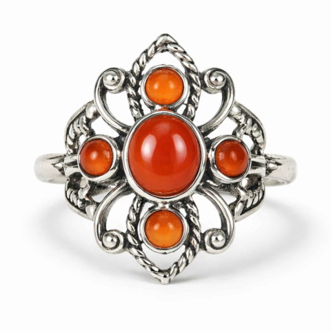 Inele - Inel argint 925 cu Carneol model vintage – energie si incredere feminina