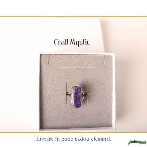 Inel Argint 925 cu Charoit Dreptunghi – Claritate Spirituala si Echilibru Interior [5]