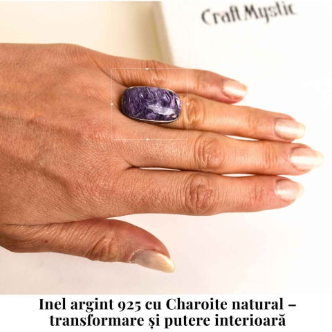 Inel argint 925 cu piatra naturala Charoite dreptunghiular [1]