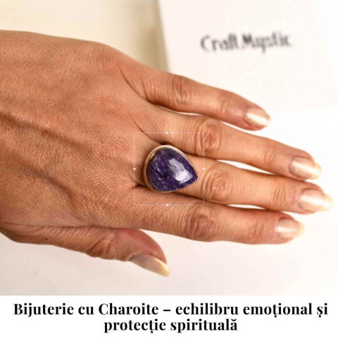 Inel argint 925 cu piatra naturala Charoite lacrima – Transformare si Putere Interioara [1]