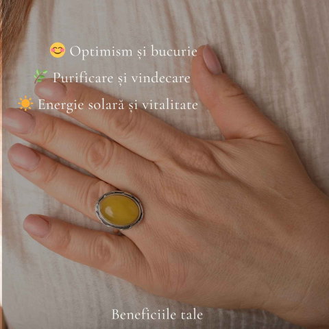 Inel Argint 925 cu Chihlimbar Galben Oval – Caldura si Eleganta Naturala [2]