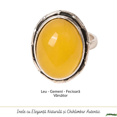 Inel Argint 925 cu Chihlimbar Galben Oval – Caldura si Eleganta Naturala [4]