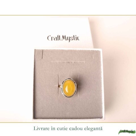Inel Argint 925 cu Chihlimbar Galben Oval – Caldura si Eleganta Naturala [5]