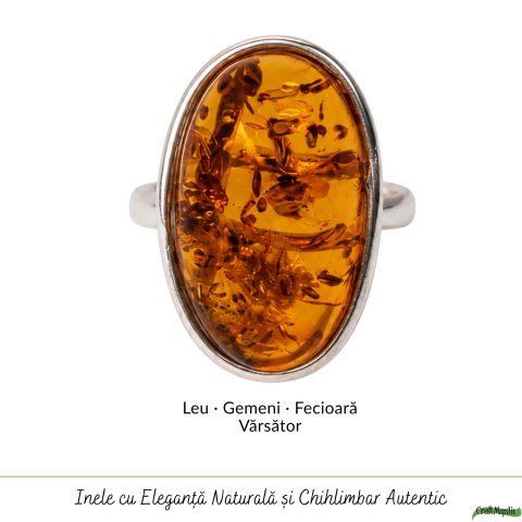 Inel Argint 925 cu Chihlimbar Coniac Oval – Eleganta Calda si Rafinament Natural [4]