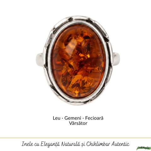 Inel Argint 925 cu Chihlimbar Coniac Oval – Eleganta Calda si Energie Naturala [4]