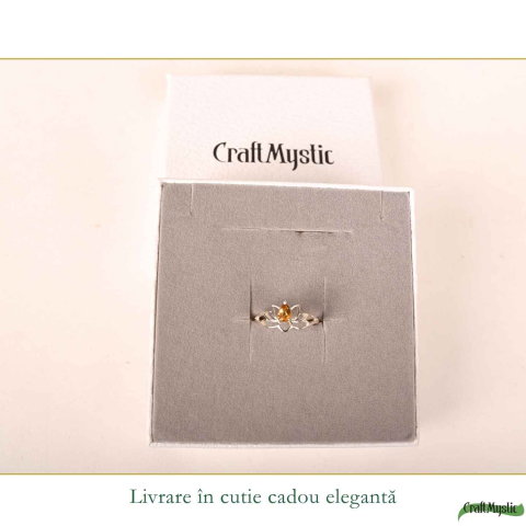 Inel argint 925 cu Citrin floare de lotus – prosperitate si energie pozitiva [5]