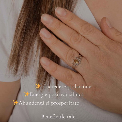 Inel argint 925 cu Citrin floare de lotus – prosperitate si energie pozitiva [2]