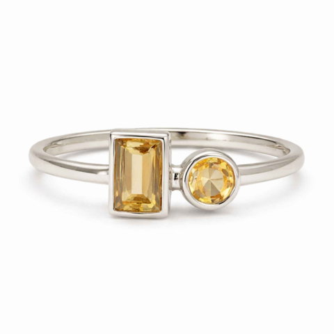 Cristale pe beneficii - Inel argint 925 cu Citrin fatetat – energie pozitiva si prosperitate