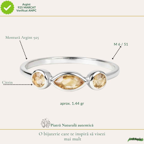 Inel argint 925 cu Citrin triplu – energie pozitiva si prosperitate [3]