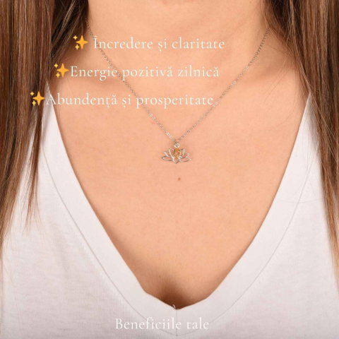 Colier citrin natural lotus argint 925 – energie, optimism si echilibru [2]