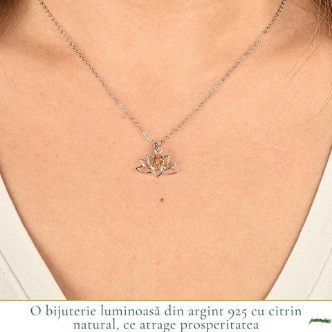 Colier citrin natural lotus argint 925 – energie, optimism si echilibru [1]