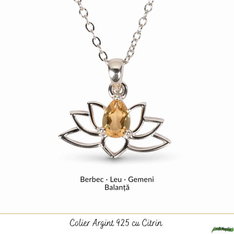 Colier citrin natural lotus argint 925 – energie, optimism si echilibru [4]