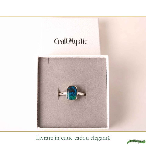 Inel Argint 925 cu Crisocola Dreptunghi – Echilibru si Eleganta Naturala [5]