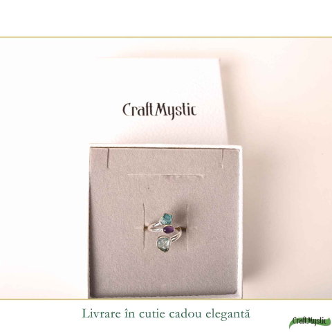 Inel Argint 925 cu Acvamarin, Ametist si Apatit Albastru – Claritate si Calm [5]