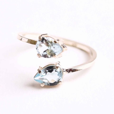 Inel Argint 925 cu dublu Topaz Albastru Fatetat - Claritate si Echilibru Emotional [0]