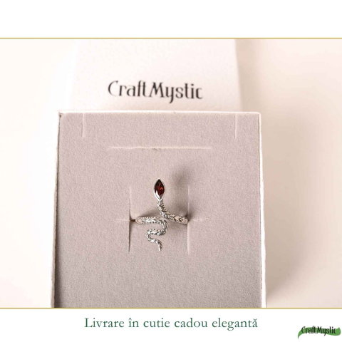 Inel Argint 925 cu Granat Sarpe – Protectie, Transformare si Putere [5]