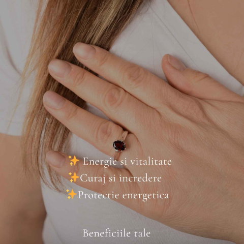 Inel Argint 925 cu Granat fatetat Oval – Incredere, Energie si Eleganta [2]