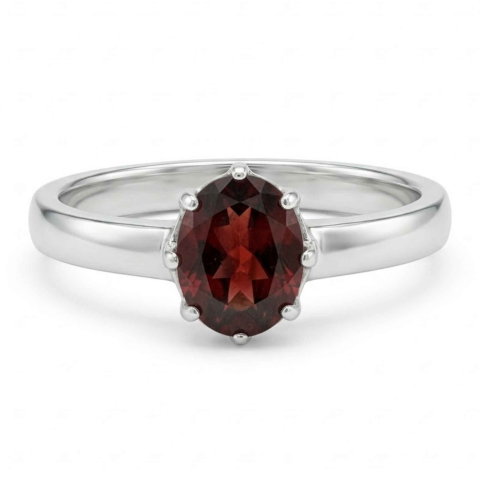 Bijuterii Semiprețioase - Inel Argint 925 cu Granat fatetat Oval – Incredere, Energie si Eleganta