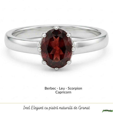 Inel Argint 925 cu Granat fatetat Oval – Incredere, Energie si Eleganta [4]